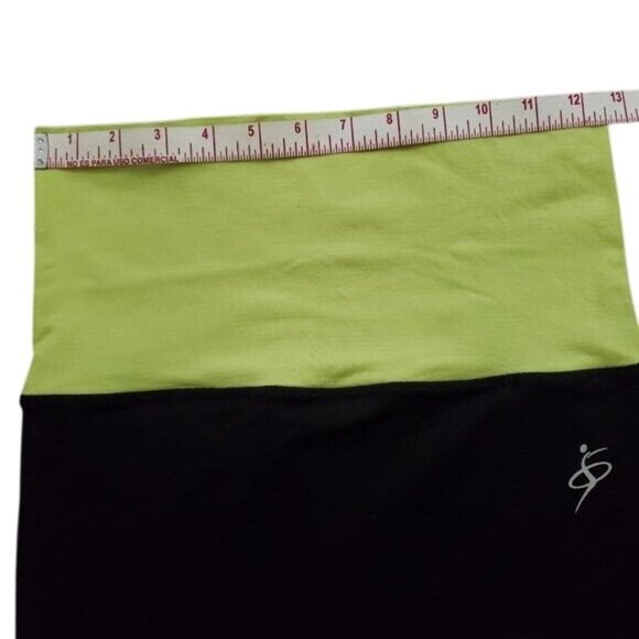 Two-Tone High-Waisted Black & Lime Green Stretch Shorts S/M stretchy - Picture 3 of 5